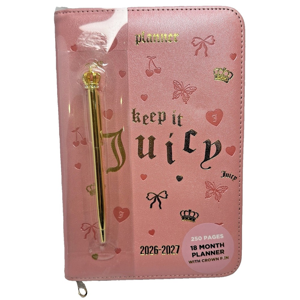Juicy Couture 2026-2027 Zip‎ Planner Journal Gold Crown Pen 18 Month New
